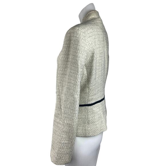 Mango Yellow Tweed Open Front Long Sleeve Career Business Blazer Suit Jacket L - Picture 2 of 6